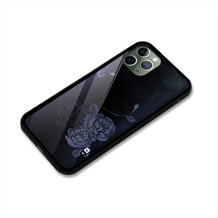 Voilet Floral Design Glass Back Case for iPhone 11 Pro