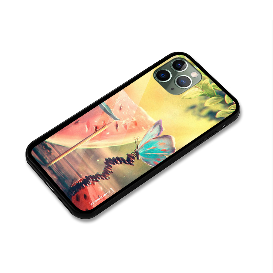 Watermelon Butterfly Glass Back Case for iPhone 11 Pro
