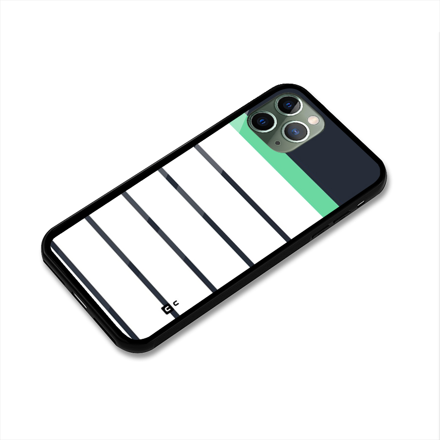 White and Simple Stripes Glass Back Case for iPhone 11 Pro