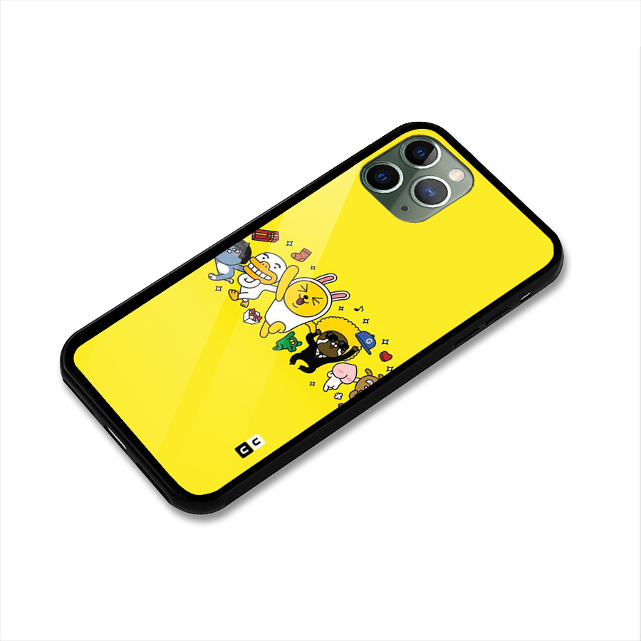 Yellow Friends Glass Back Case for iPhone 11 Pro