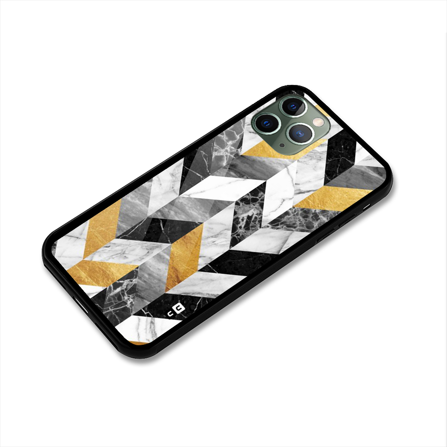 Yellow Grey Marble Glass Back Case for iPhone 11 Pro