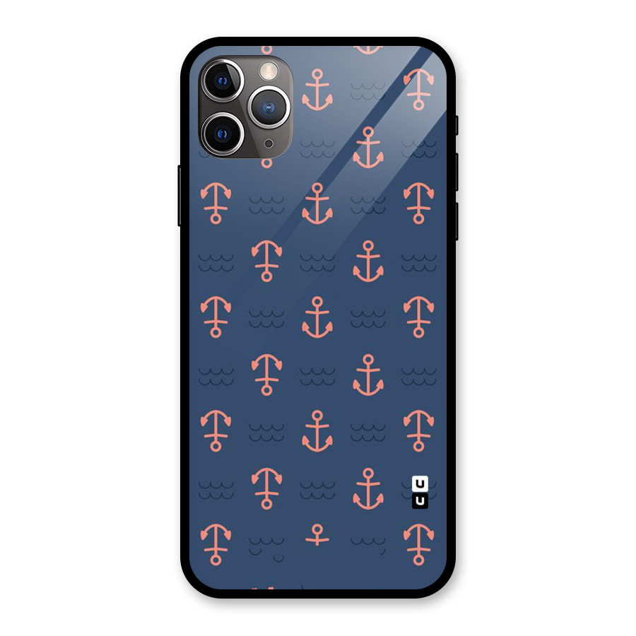 Anchor Sea Blue Glass Back Case for iPhone 11 Pro Max