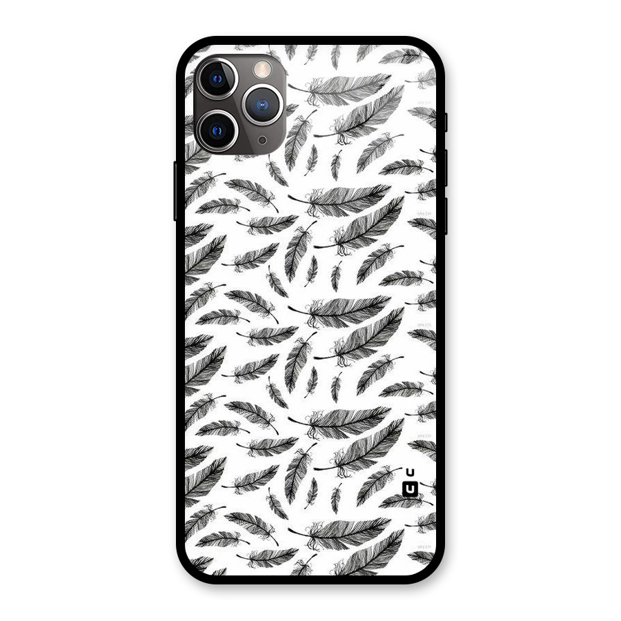 Black Feather Glass Back Case for iPhone 11 Pro Max