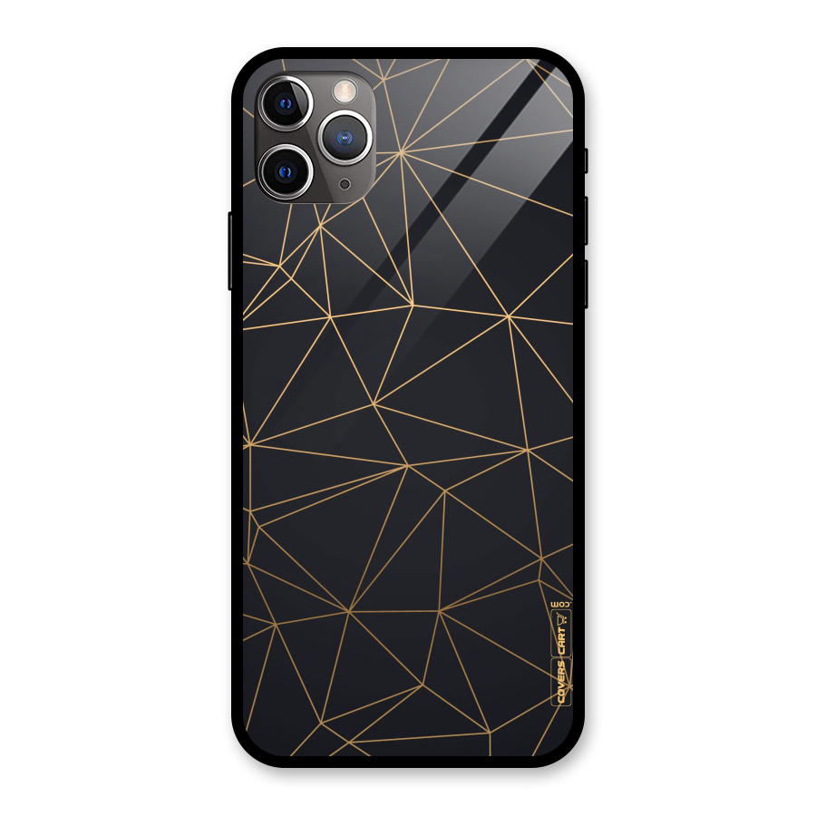 Black Golden Lines Glass Back Case for iPhone 11 Pro Max