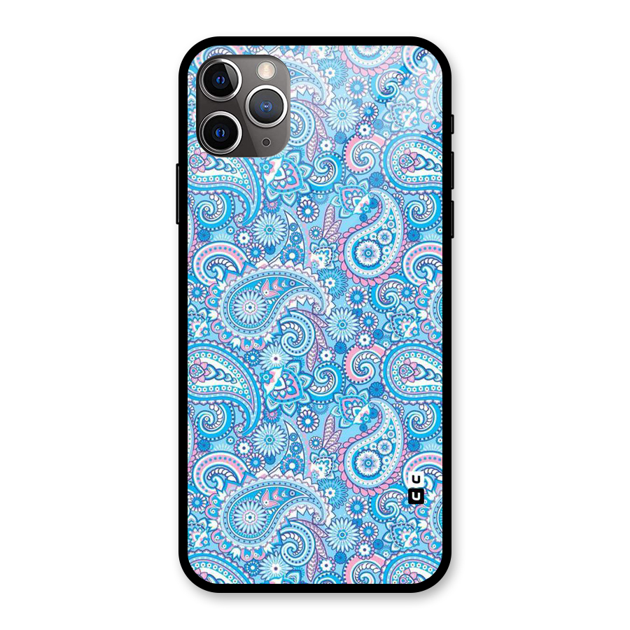 Blue Block Pattern Glass Back Case for iPhone 11 Pro Max