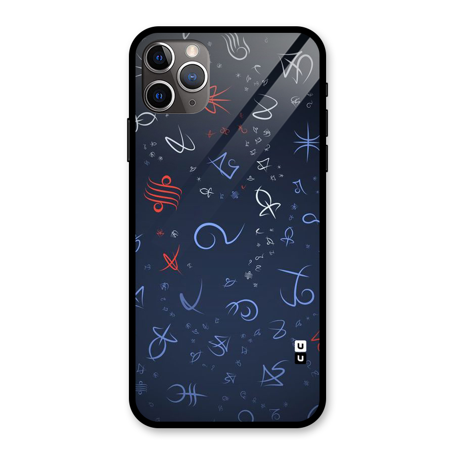Blue Symbols Glass Back Case for iPhone 11 Pro Max