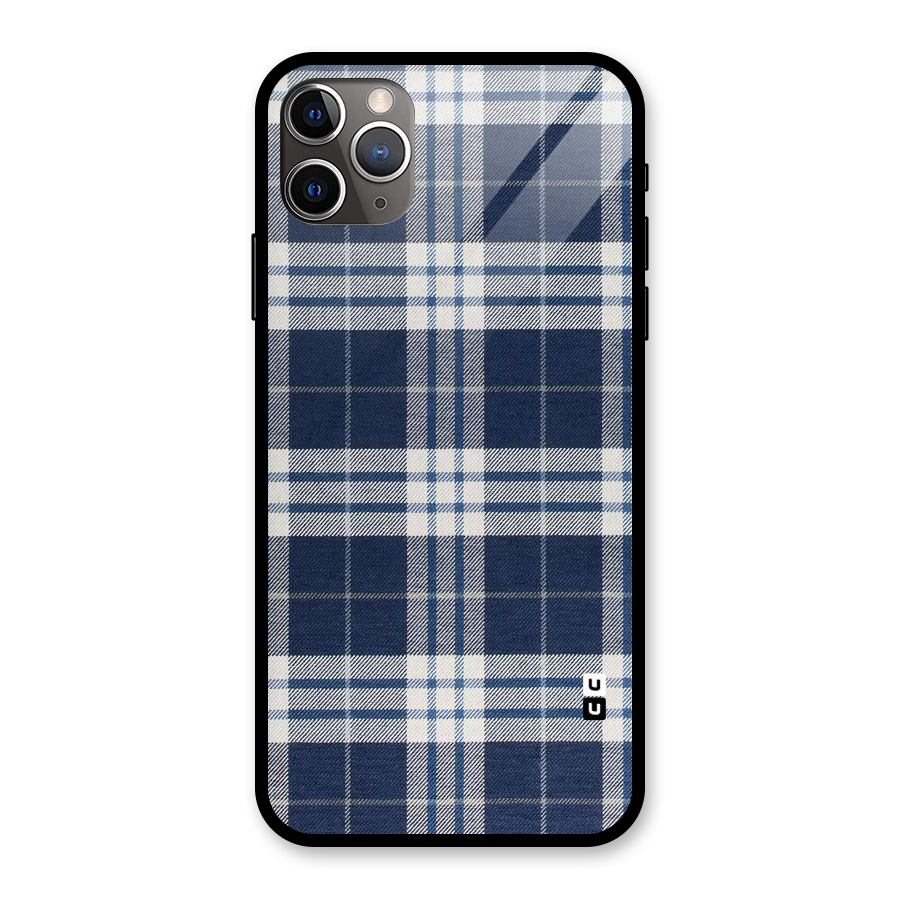 Blue White Check Glass Back Case for iPhone 11 Pro Max