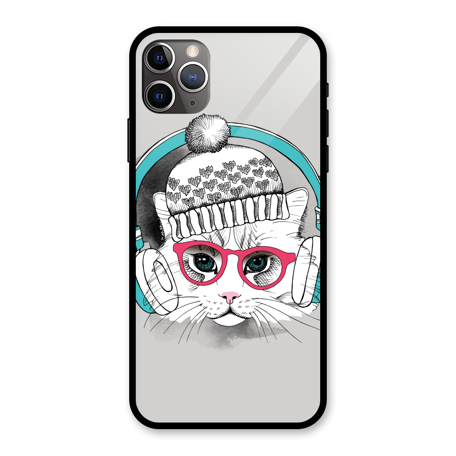 Cat Headphones Glass Back Case for iPhone 11 Pro Max