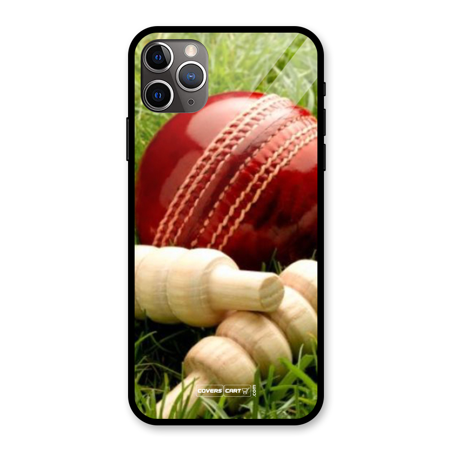 Cricket Ball and Stumps Glass Back Case for iPhone 11 Pro Max
