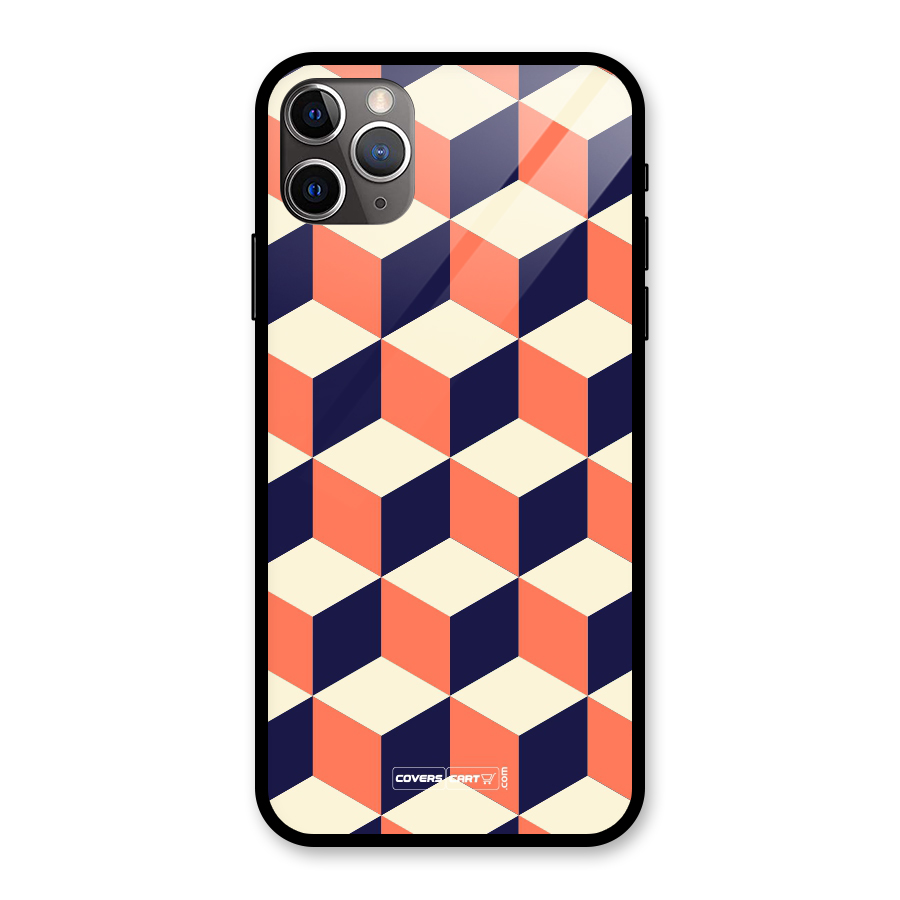 Cube Pattern Glass Back Case for iPhone 11 Pro Max