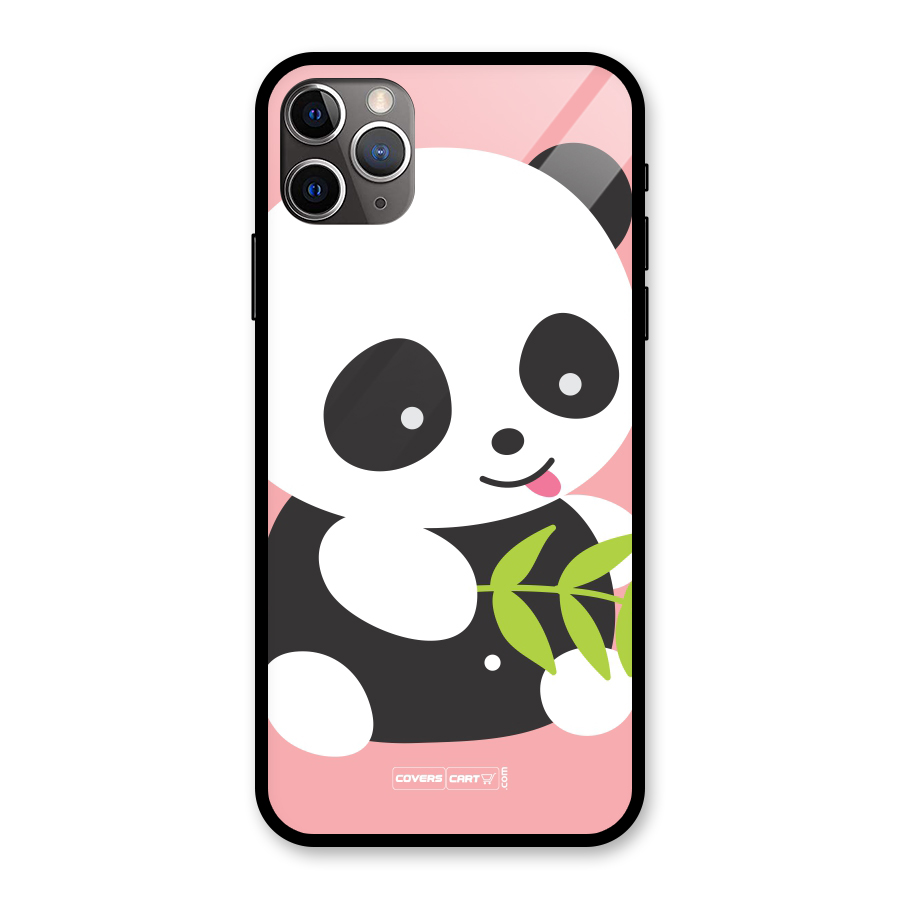 Cute Panda Pink Glass Back Case for iPhone 11 Pro Max