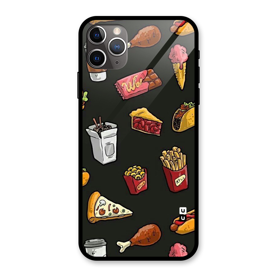 Foodie Pattern Glass Back Case for iPhone 11 Pro Max