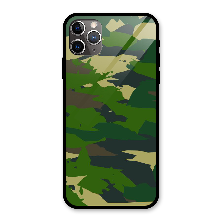 Green Camouflage Army Glass Back Case for iPhone 11 Pro Max