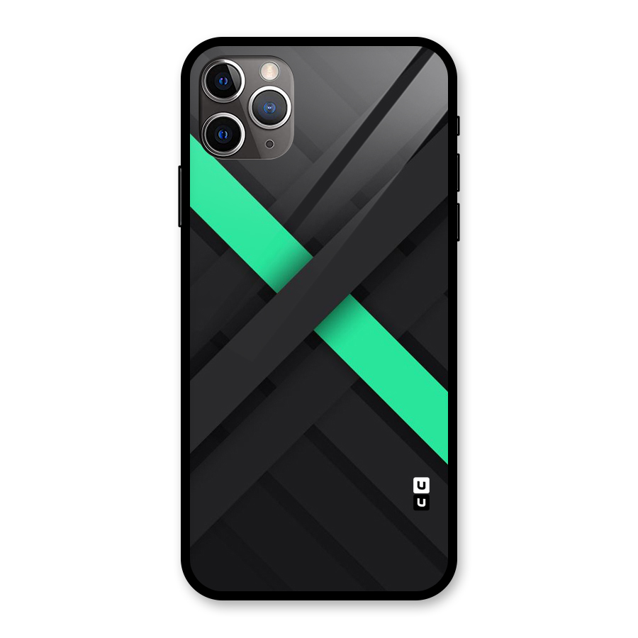 Green Stripe Diagonal Glass Back Case for iPhone 11 Pro Max