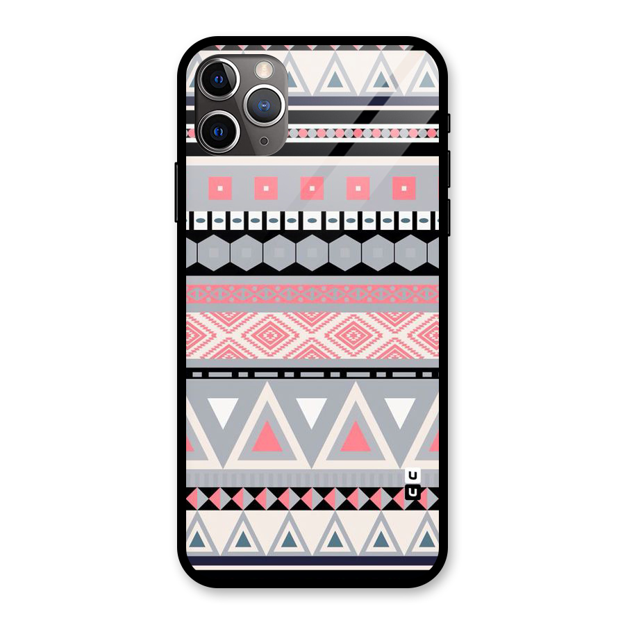 Grey Pink Pattern Glass Back Case for iPhone 11 Pro Max
