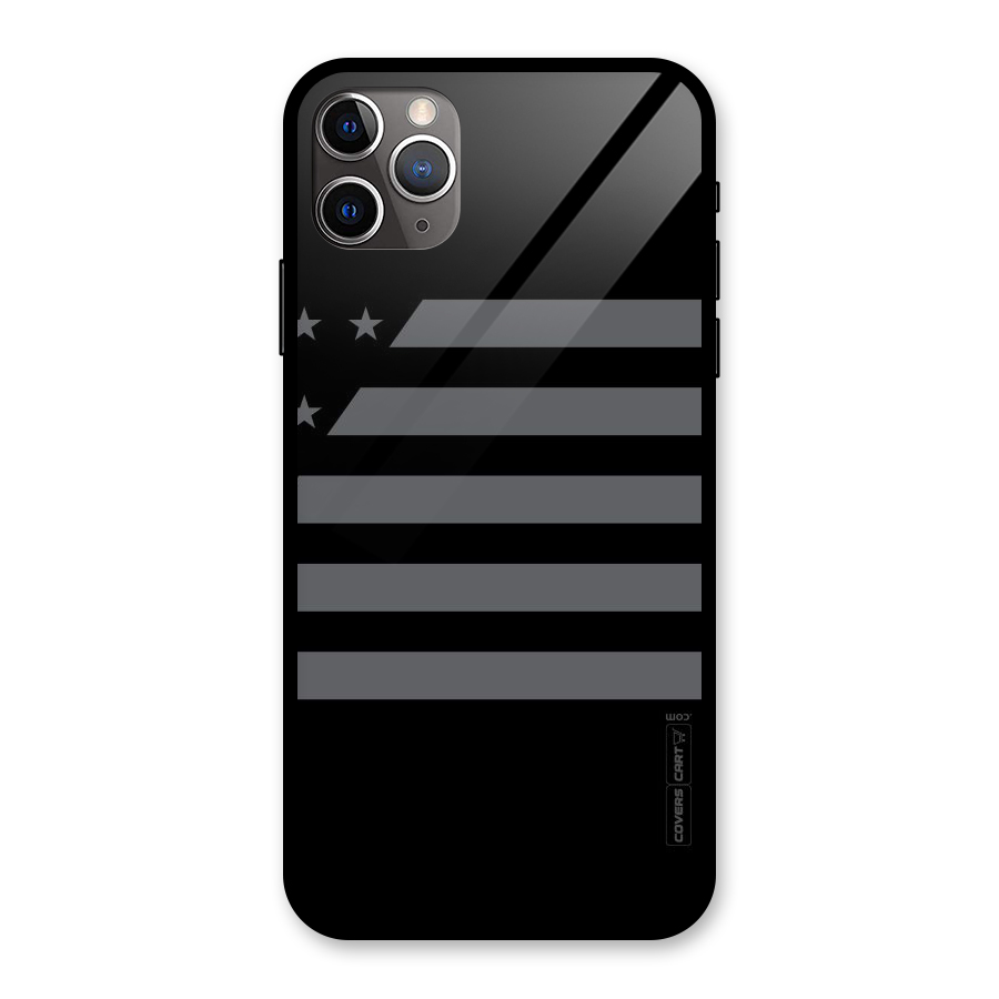 Grey Star Striped Pattern Glass Back Case for iPhone 11 Pro Max