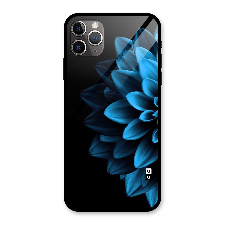 Half Blue Flower Glass Back Case for iPhone 11 Pro Max