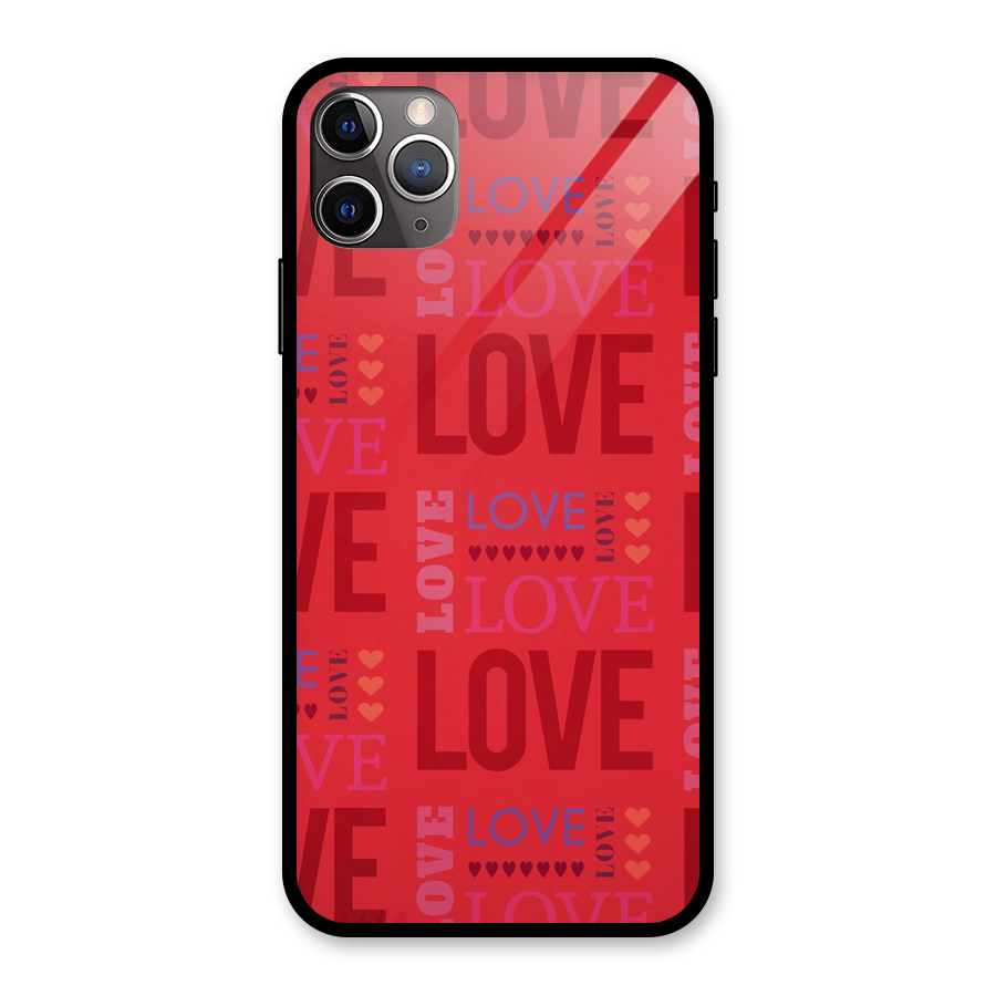 Love Pattern Glass Back Case for iPhone 11 Pro Max