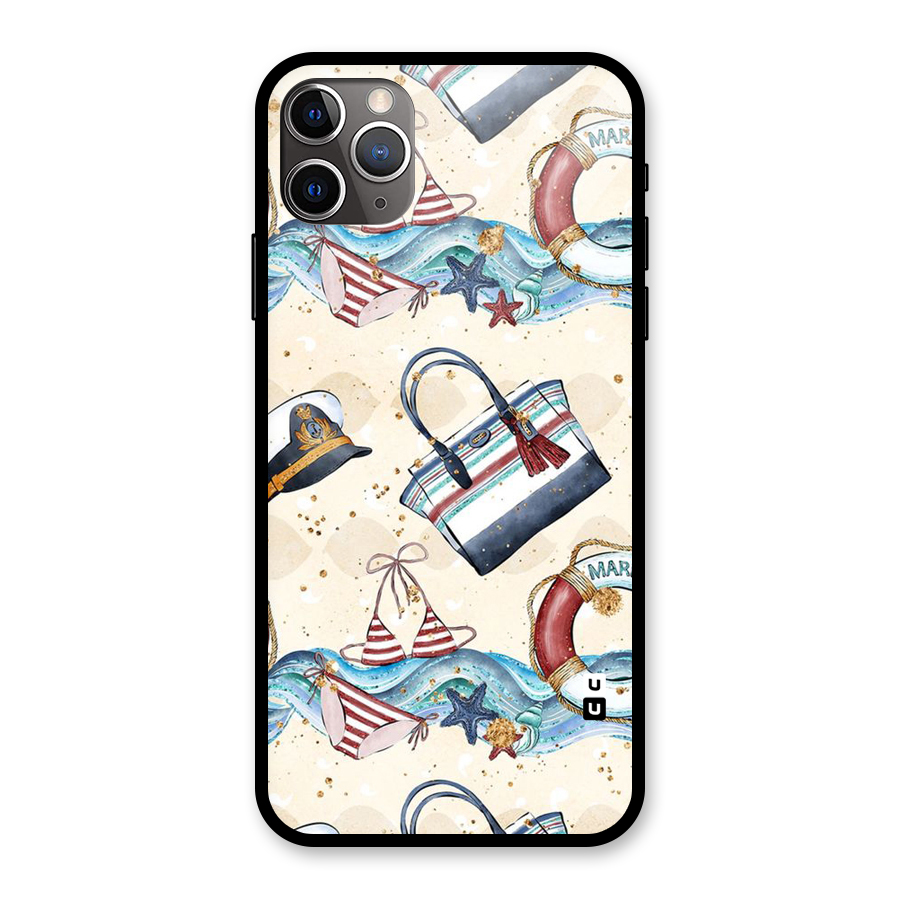 Marine Bag Design Glass Back Case for iPhone 11 Pro Max