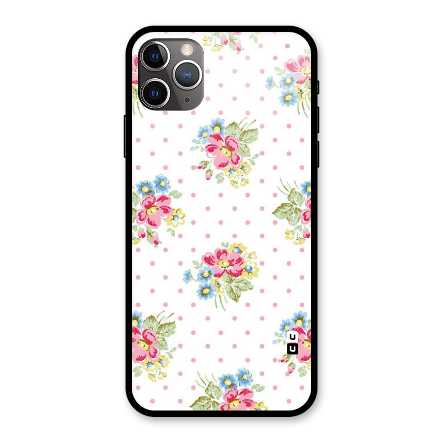 Painted Polka Floral Glass Back Case for iPhone 11 Pro Max
