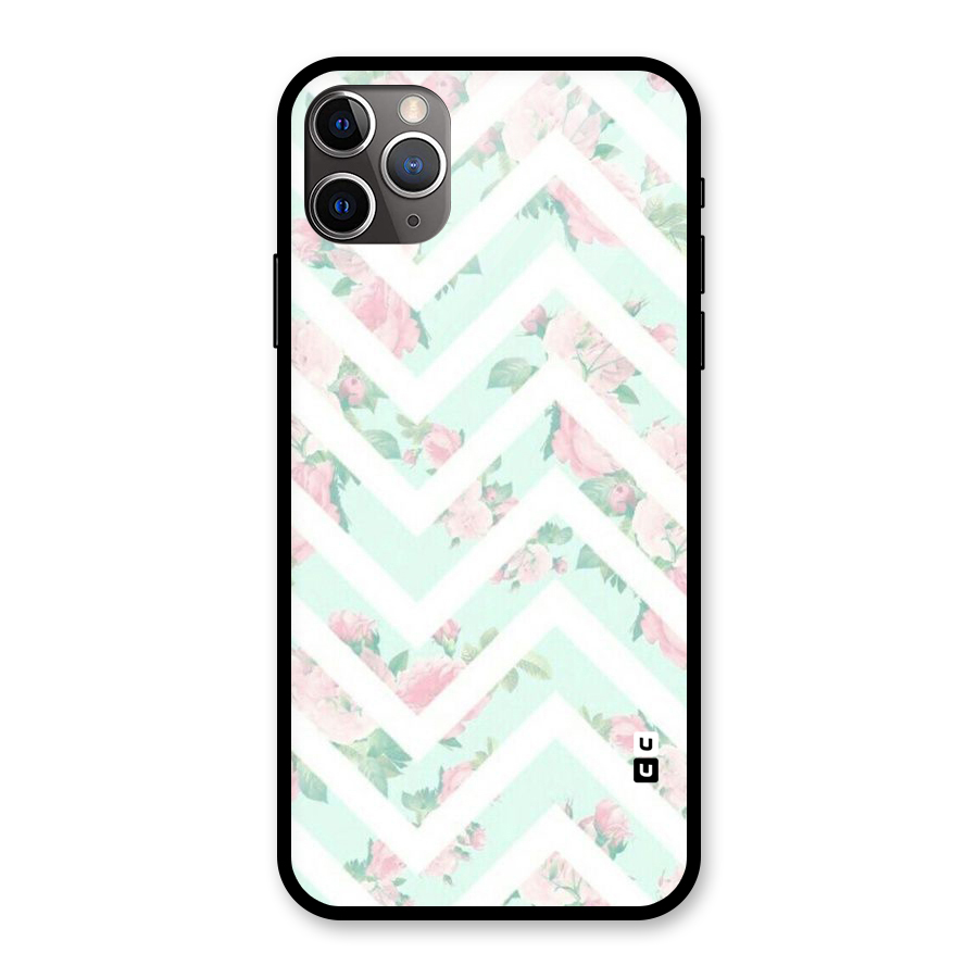 Pastel Floral Zig Zag Glass Back Case for iPhone 11 Pro Max