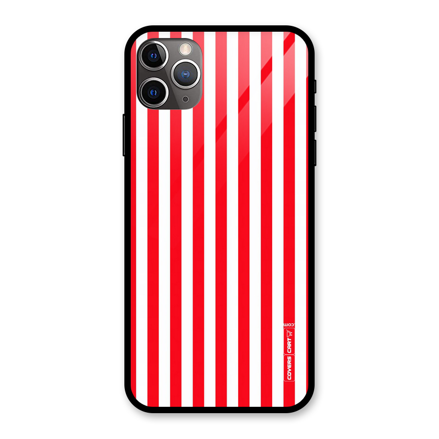 Red And White Straight Stripes Glass Back Case for iPhone 11 Pro Max