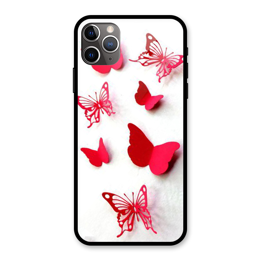 Red Butterflies Glass Back Case for iPhone 11 Pro Max