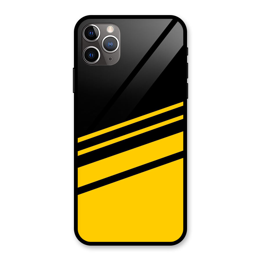 Slant Yellow Stripes Glass Back Case for iPhone 11 Pro Max