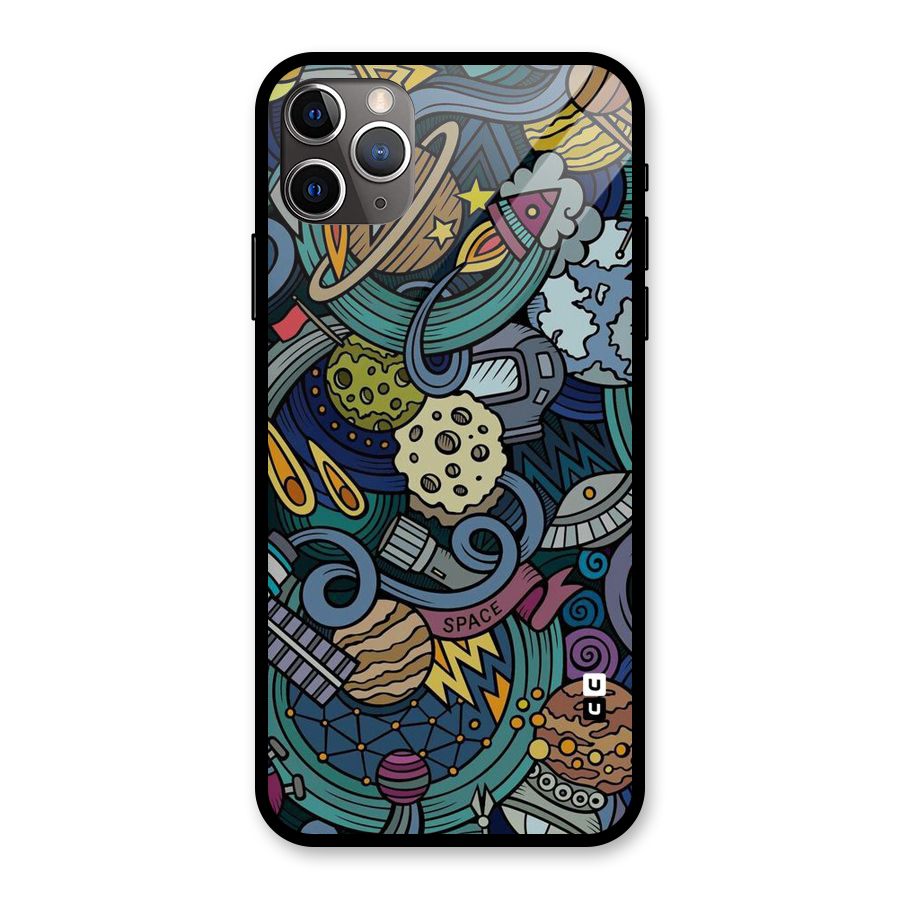 Space Pattern Blue Glass Back Case for iPhone 11 Pro Max