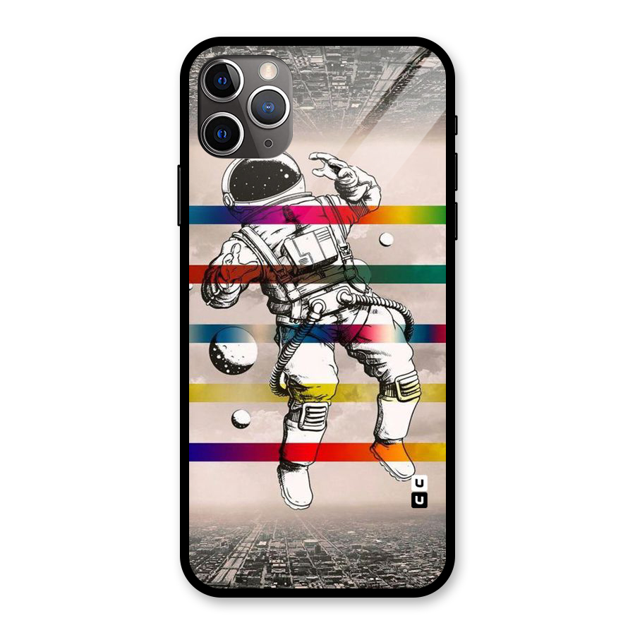 Spaceman Rainbow Stripes Glass Back Case for iPhone 11 Pro Max