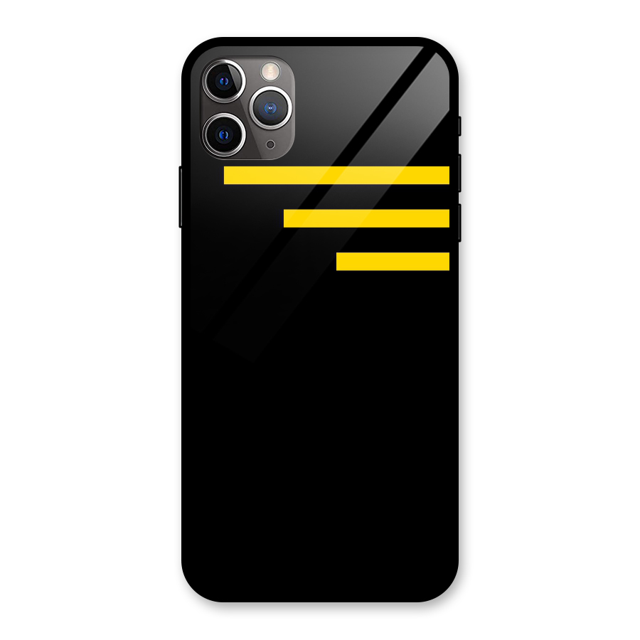 Sports Yellow Stripes Glass Back Case for iPhone 11 Pro Max
