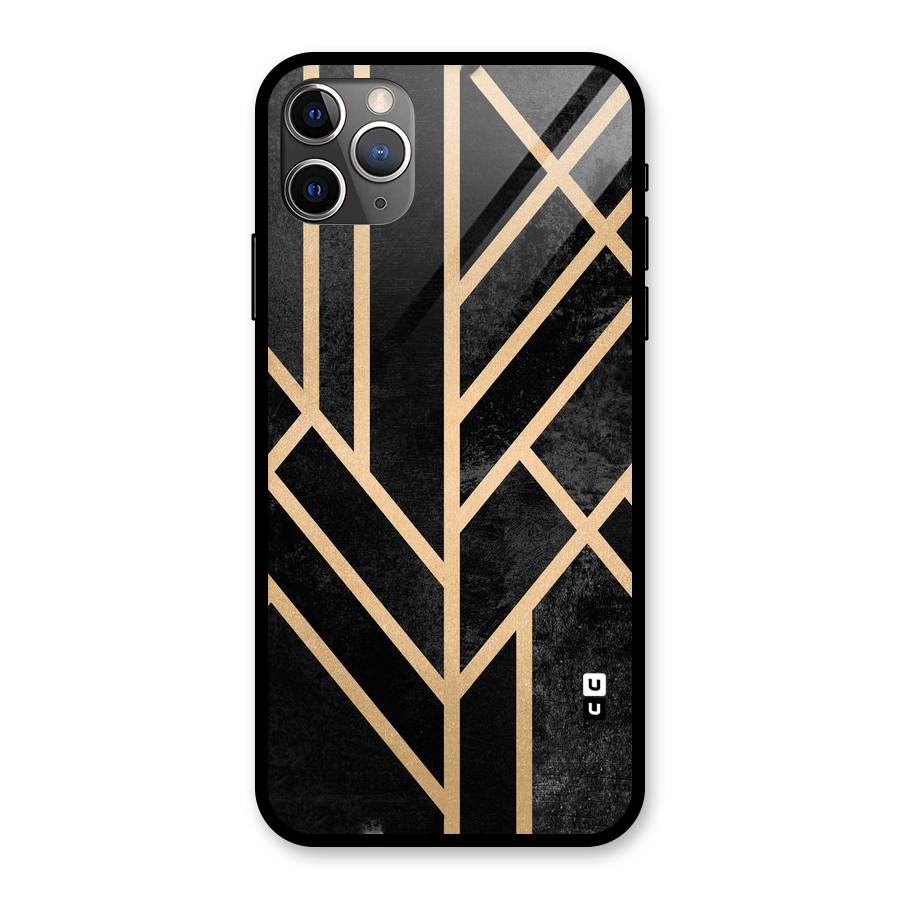 Tri Lines Gold Glass Back Case for iPhone 11 Pro Max