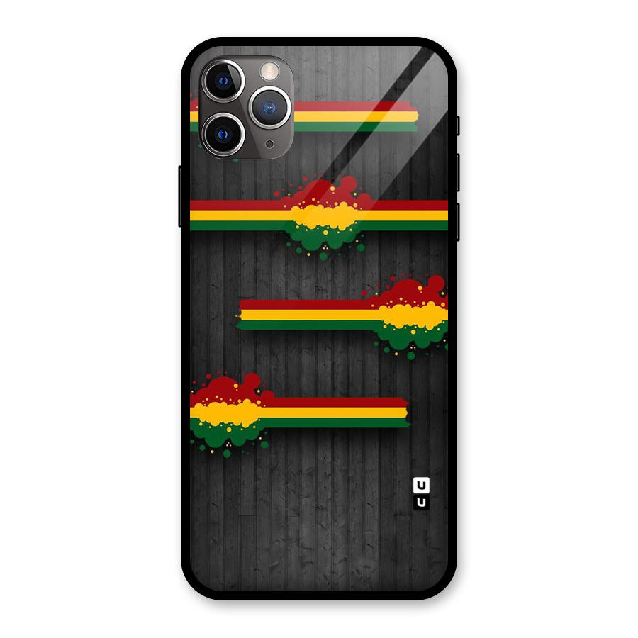 Tricolor Splash Design Glass Back Case for iPhone 11 Pro Max