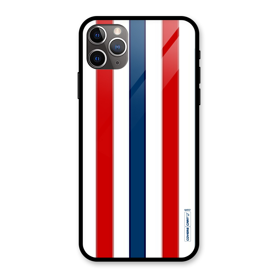 Tricolor Stripes Glass Back Case for iPhone 11 Pro Max
