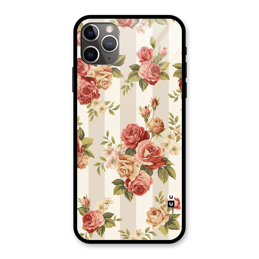 Vintage Color Flowers Glass Back Case for iPhone 11 Pro Max
