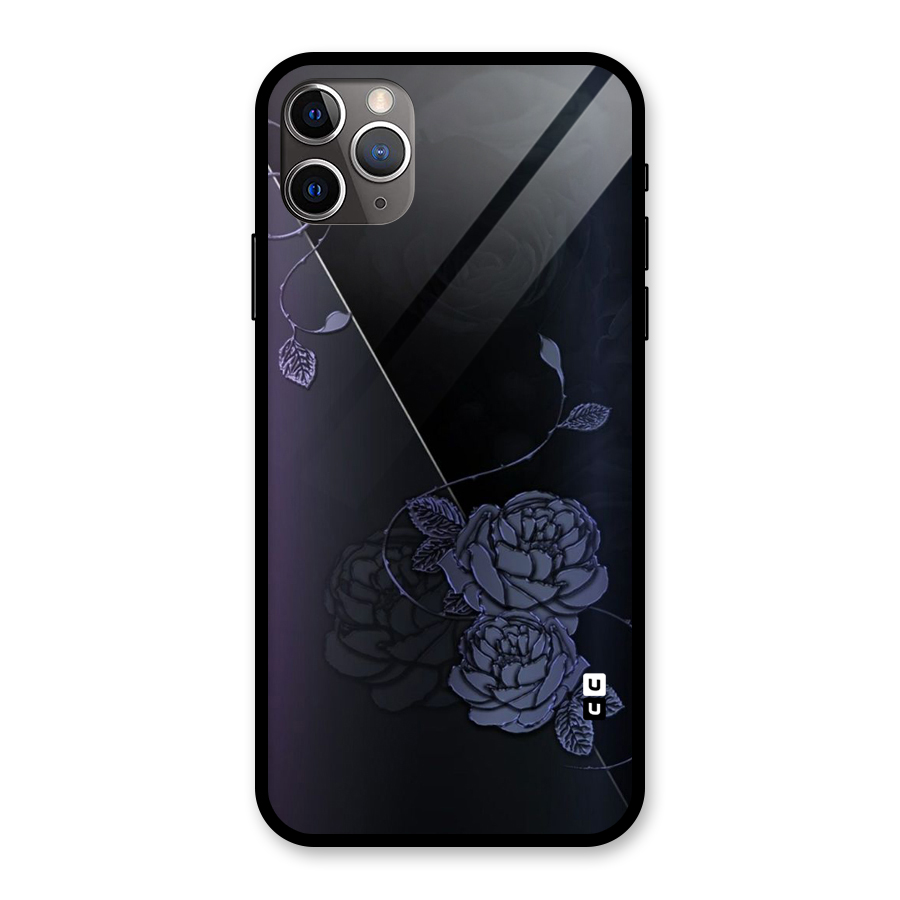 Voilet Floral Design Glass Back Case for iPhone 11 Pro Max