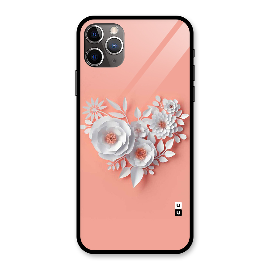 White Paper Flower Glass Back Case for iPhone 11 Pro Max