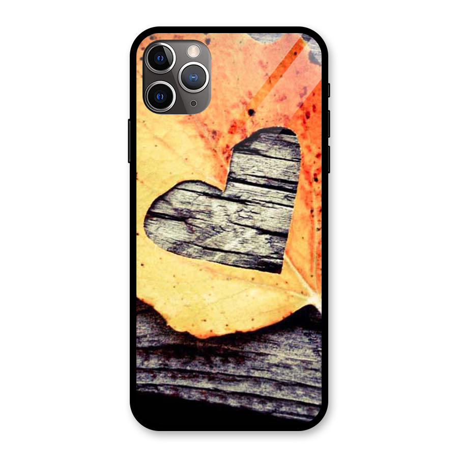 Wood Heart Leaf Glass Back Case for iPhone 11 Pro Max