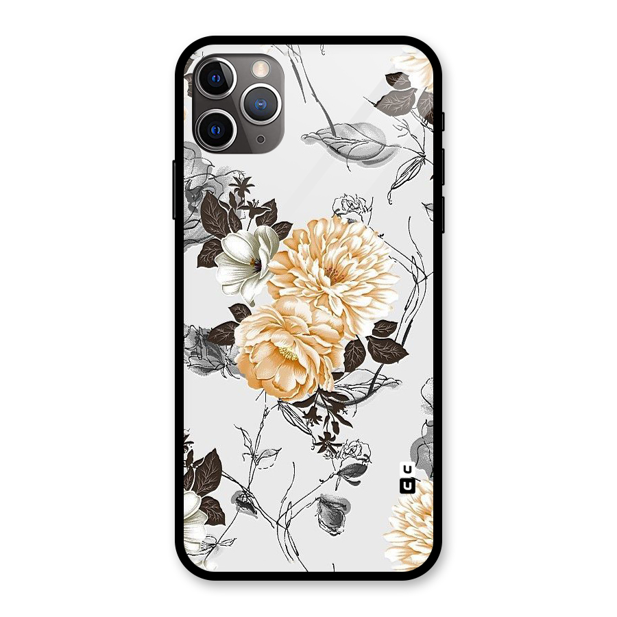 Yellow Floral Glass Back Case for iPhone 11 Pro Max
