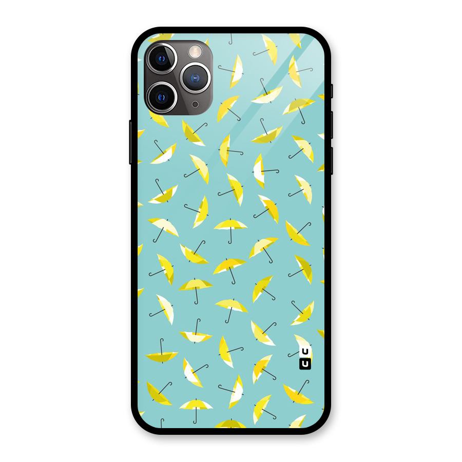 Yellow Umbrella Pattern Glass Back Case for iPhone 11 Pro Max