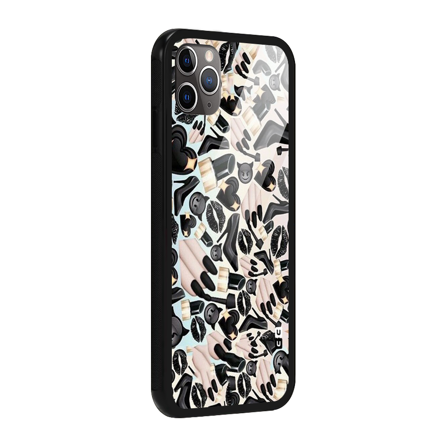All Black Love Glass Back Case for iPhone 11 Pro Max