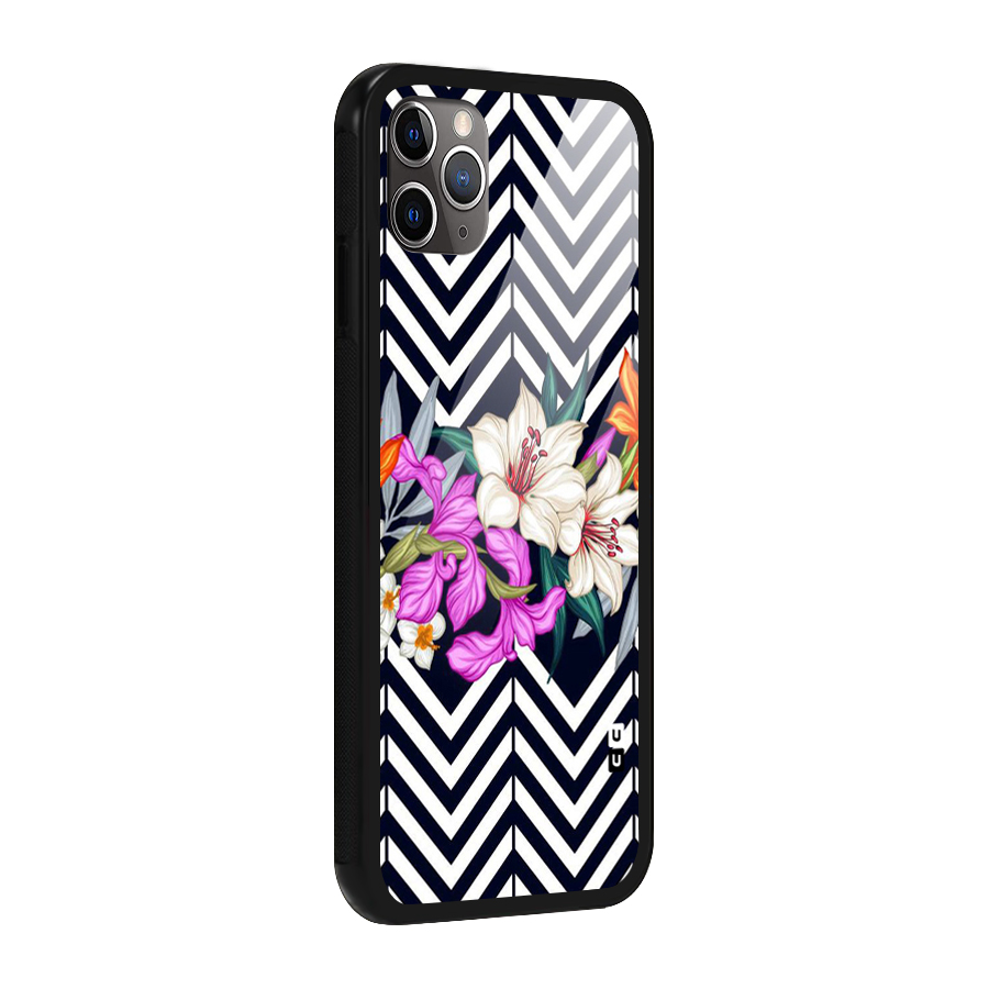 Artsy ZigZag Floral Glass Back Case for iPhone 11 Pro Max