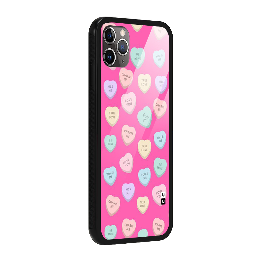 Be Mine Hearts Pattern Glass Back Case for iPhone 11 Pro Max