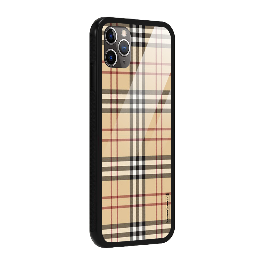 Beige Check Glass Back Case for iPhone 11 Pro Max