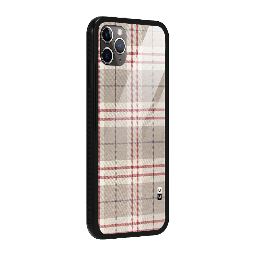 Beige Red Check Glass Back Case for iPhone 11 Pro Max