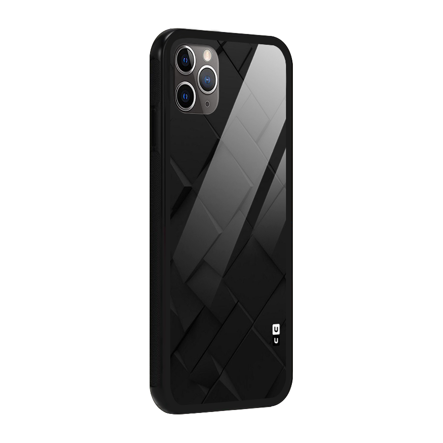Black Elegant Design Glass Back Case for iPhone 11 Pro Max