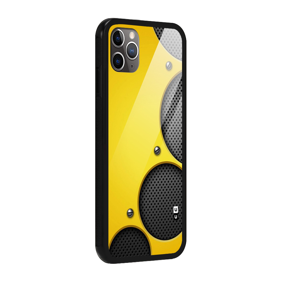 Black Net Yellow Glass Back Case for iPhone 11 Pro Max