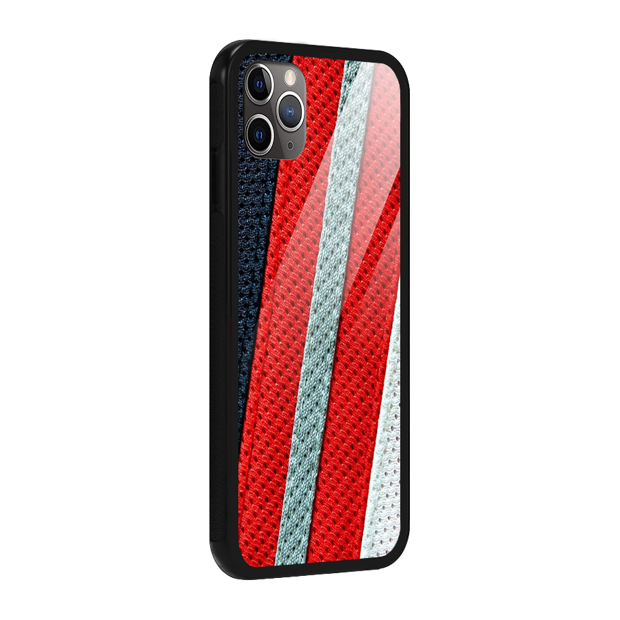 Black Red Grey Stripes Glass Back Case for iPhone 11 Pro Max