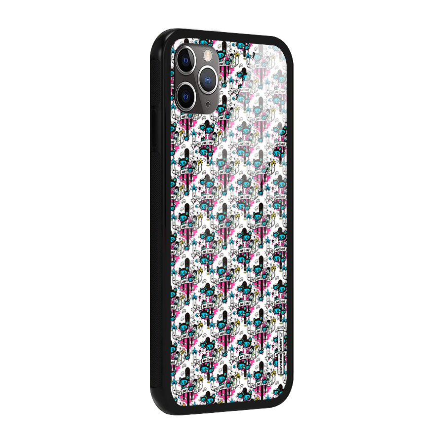 Blue Pink Pattern Glass Back Case for iPhone 11 Pro Max