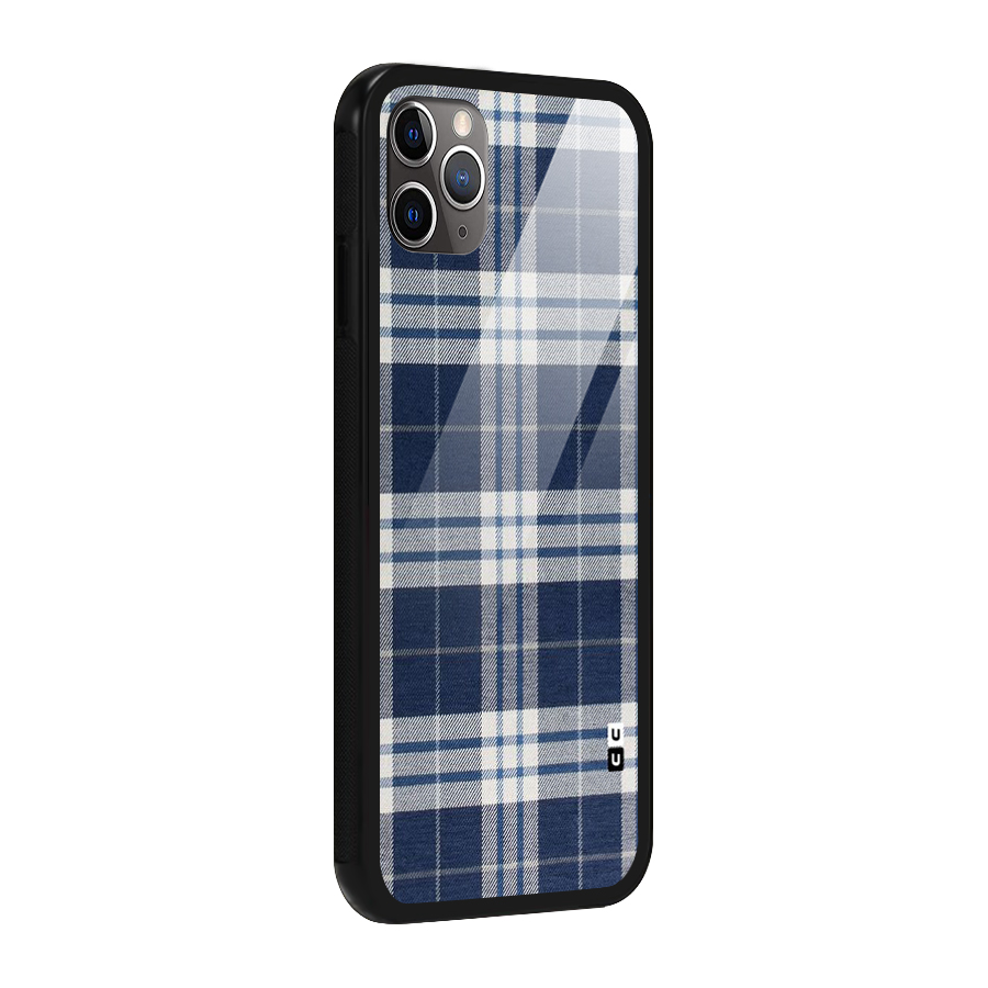 Blue White Check Glass Back Case for iPhone 11 Pro Max